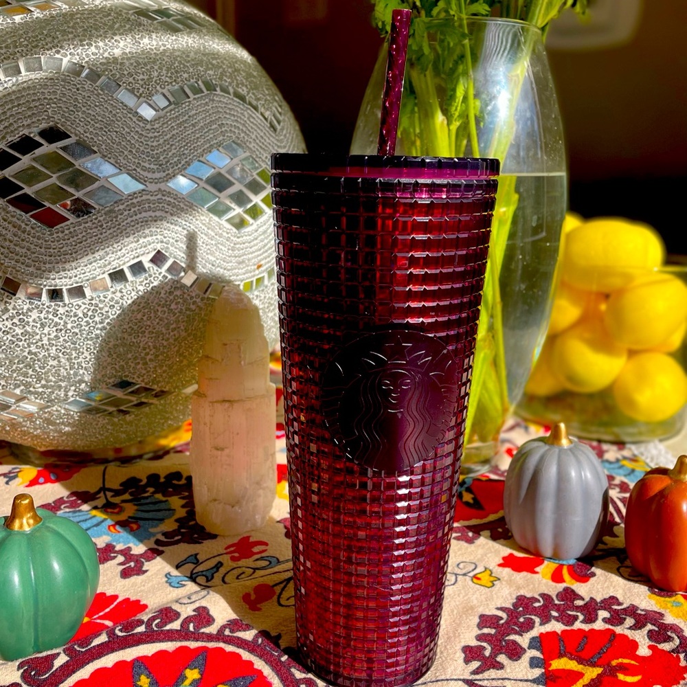 Starbucks Venti Grid Cold Cup Burgundy